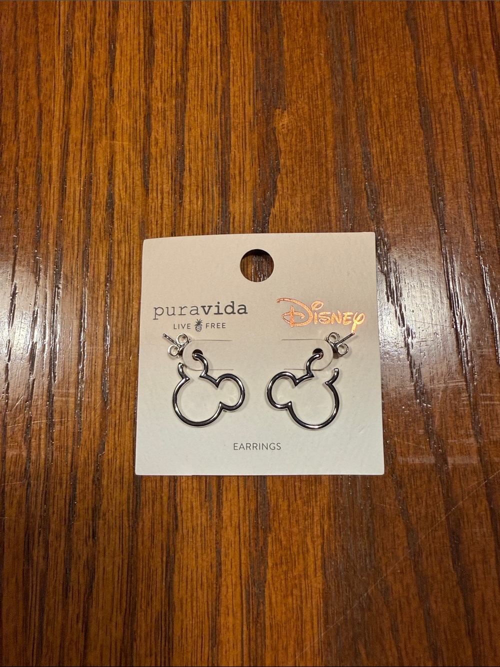 Pura Vida Silver Mickey Outline Kids Earrings